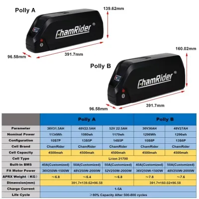 Batterie de vélo électrique 48 V à tube descendant – image 3