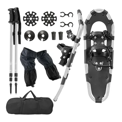 Ensemble raquettes à neige argent, bâtons et sac