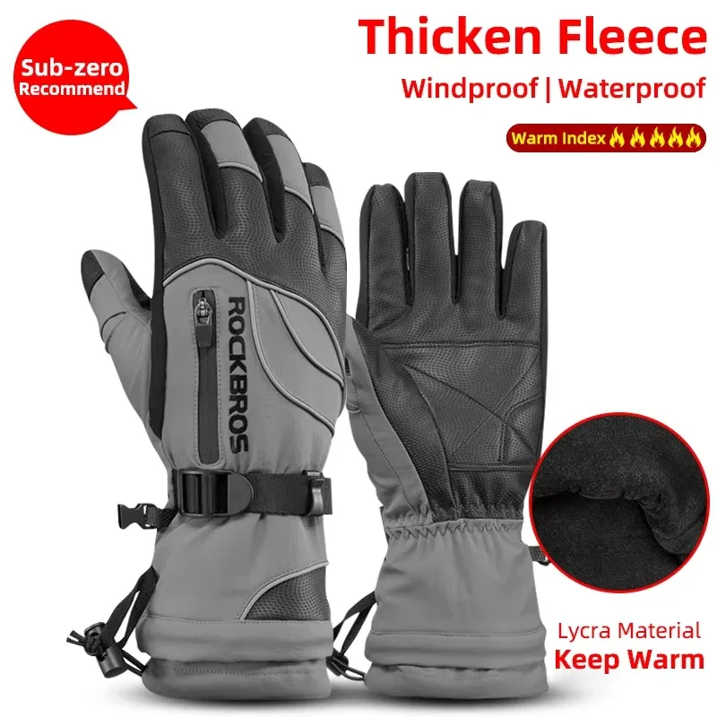 Gants d'hiver imperméables en polaire pour moto