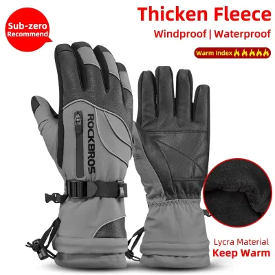 Gants d'hiver imperméables en polaire pour moto