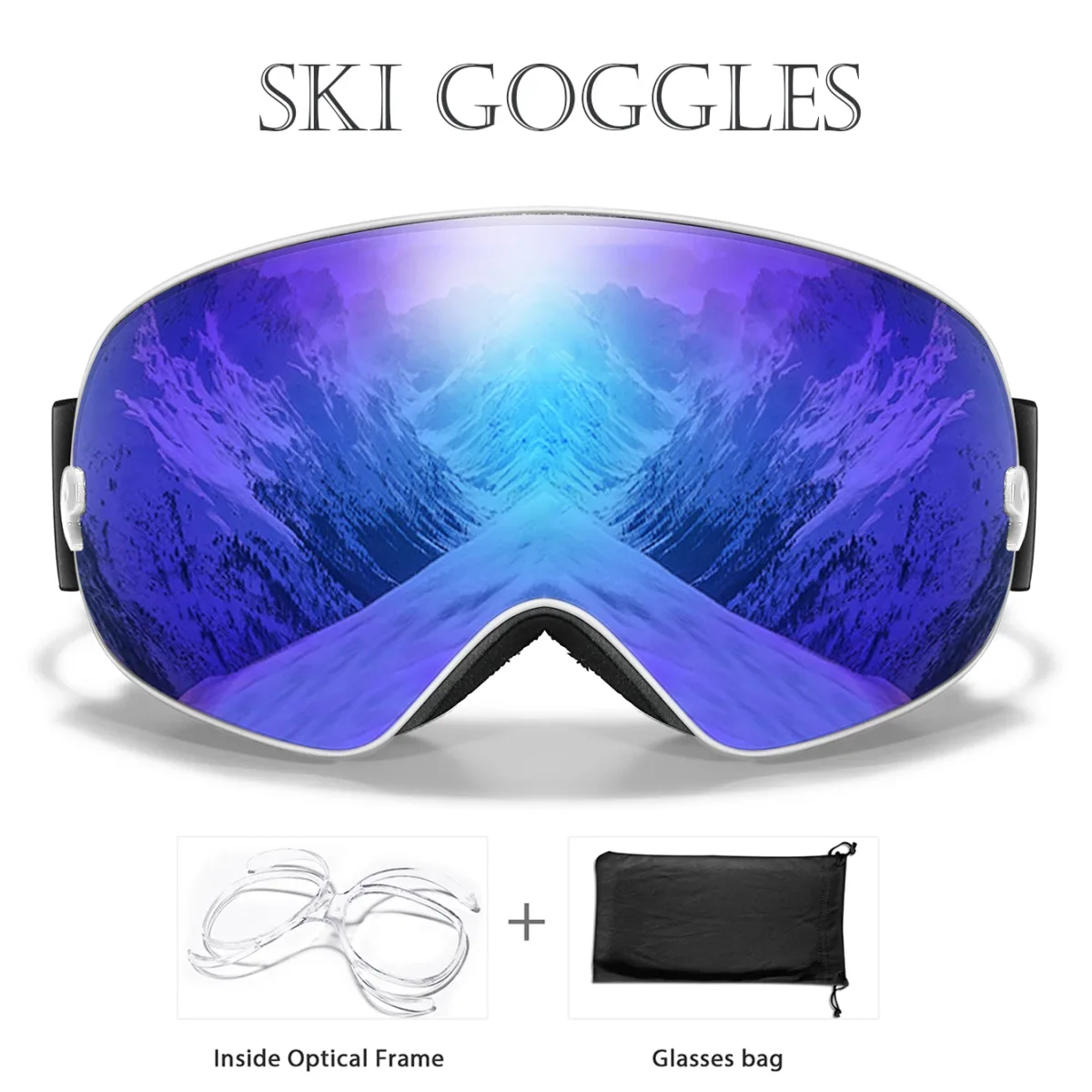 Lunettes de ski anti-buée à monture en TPU