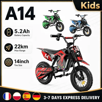 Moto électrique enfant tout-terrain, roues 35,5 cm