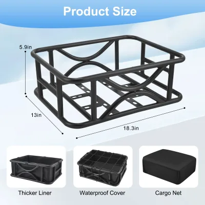 Panier arrière rectangulaire pour vélo en métal – image 2