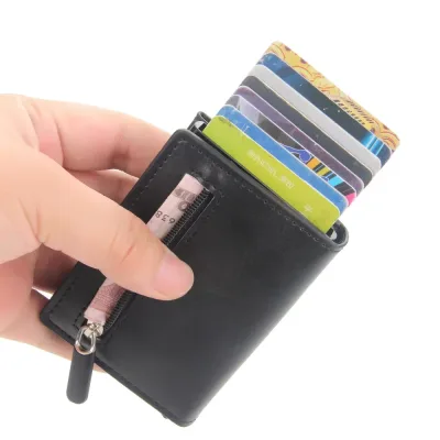 Porte-cartes court en simili cuir, clip à pression – image 2