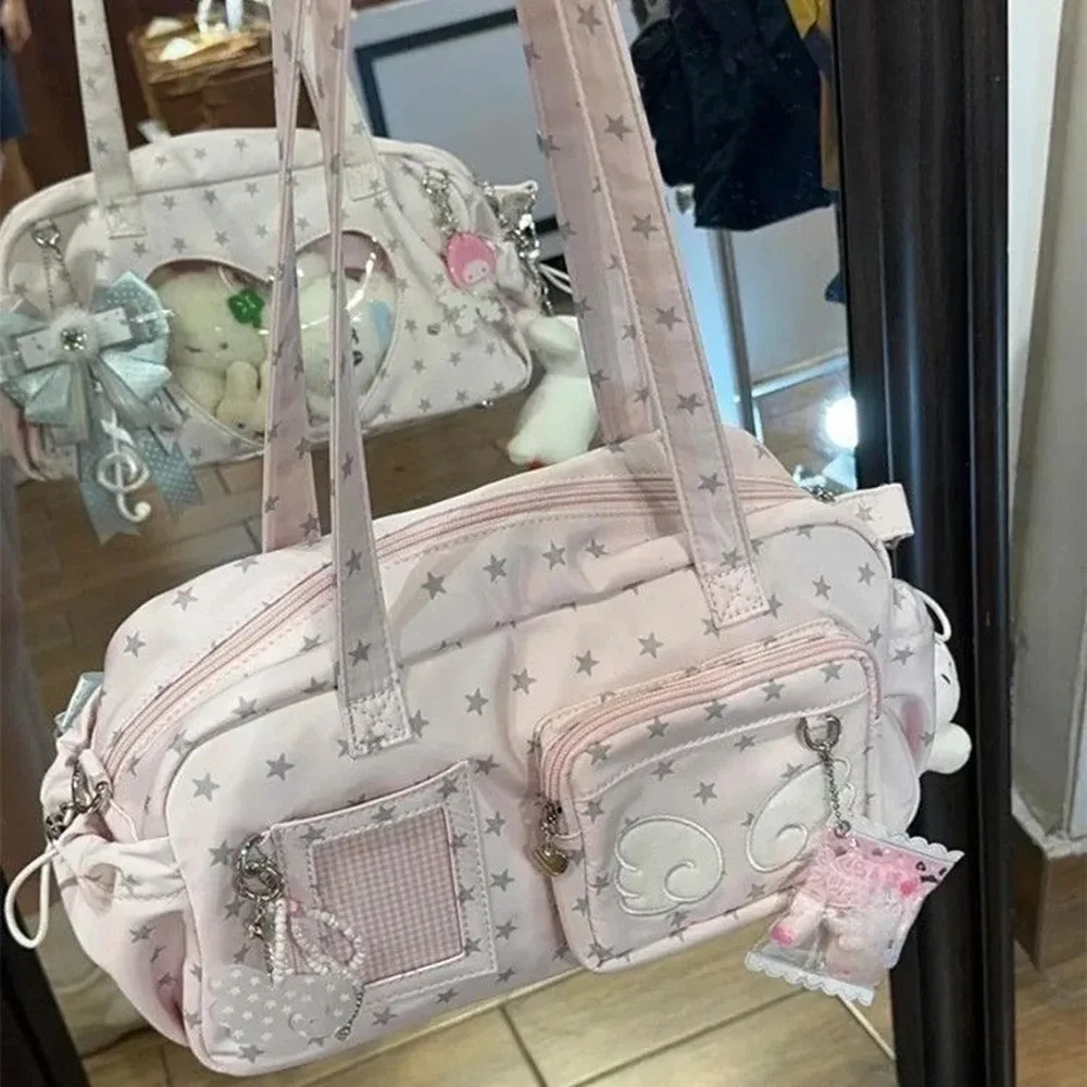 Sac à bandoulière rose souple pour femme