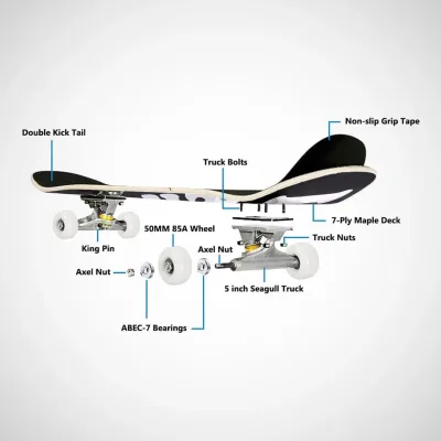 Skateboard complet double bascule en érable 7 plis – image 3