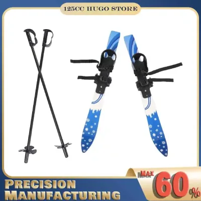 Skis bleus avec bâtons pour enfants de 2 à 8 ans
