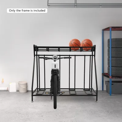 Support de vélos au sol en métal noir, 4 places