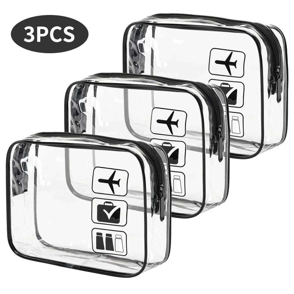 Trousses de toilette transparentes, lot de 3