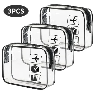 Trousses de toilette transparentes, lot de 3