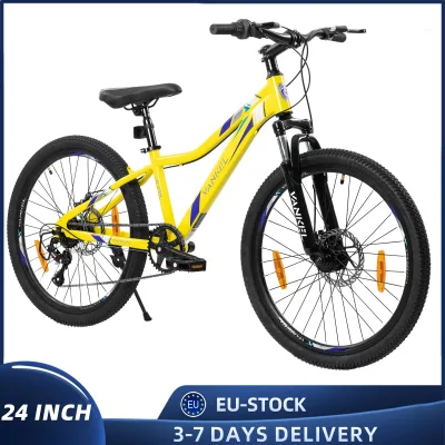 Vélo de montagne jaune 6 vitesses, roues 61 cm