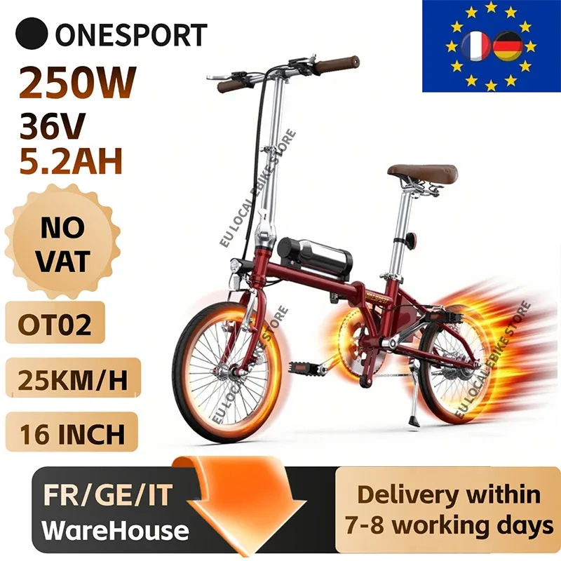 Vélo électrique pliable urbain 250 W, frein en V